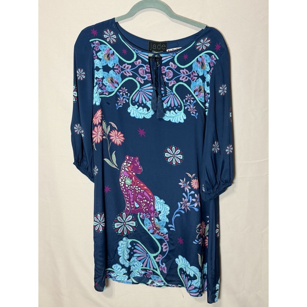 NWT Johnny Was Jade Leilana Vesna Mini Dress blue silk floral blend S MSRP $388